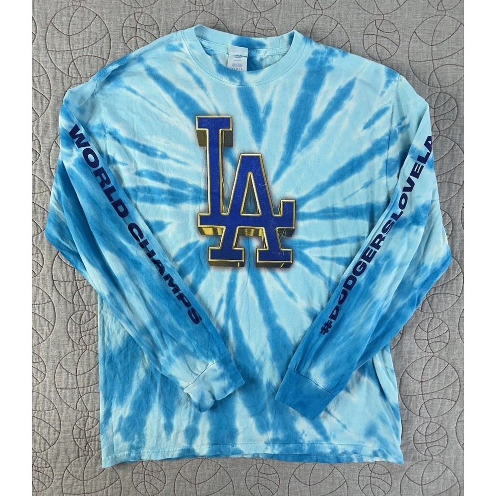 Port‎ & Company LA Dodgers Shirt Blue Tie Dye 2021 World Champs / Men's Large